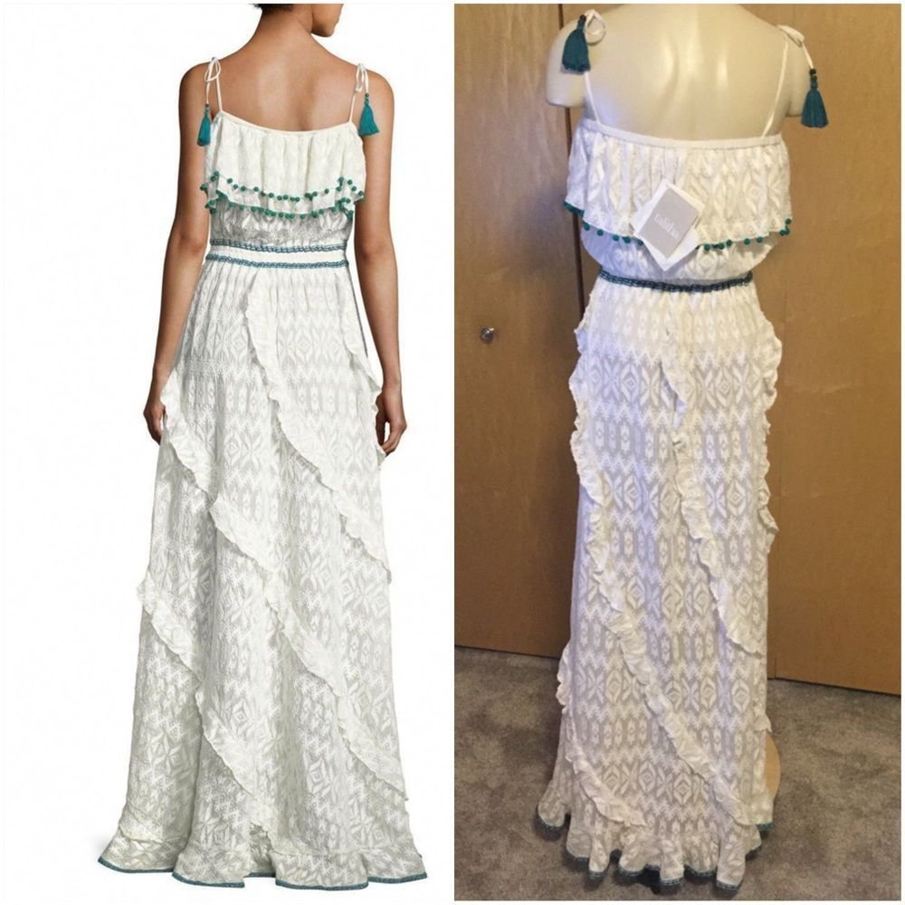 TALITHA Tonal Embroidered Asymmetric-Ruffle Maxi - Picture 3 of 8